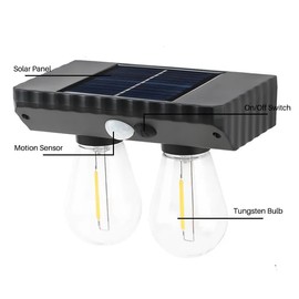Solar Wall Lights Outdoor with 3 Lighting Modes & Motion Sensor, Solar Porch Light with 2 Bulbs, Waterproof Solar Wall Sconce, Solar Wall Lantern Light Fixture for Garage Porch Shed Yard Front Door