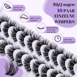 B&Q P09 False Eyelashes, Cat Eye Eyelash Extensions, Fluffy Cluster Lashes, Egg Eyelashes, Wispy, DIY Lash Extension, Natural, 10 Pairs