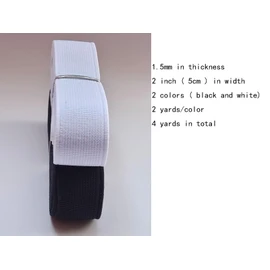 Bandas elásticas de 2 pulgadas, 4 yardas, 2 colores, tela de sarga de doble cara, elástica, plana, elástica, para coser pantalones en la cintura (color mixto 6, 2 pulgadas, 225037)