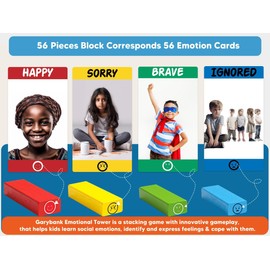 Garybank Emotion Tower Social Emotional Learning Activities for Kids, Sel Feelings Games W/56 Emotion Cards, Play Therapy Social Skills Board Game for Kid Age 6+, School Counselors Gifts