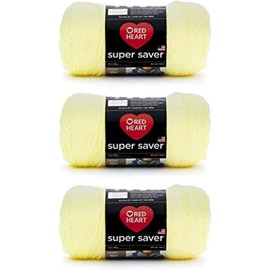 Red Heart Super Saver Pale Yellow Yarn - 3 Pack of 198g/7oz - Acrylic - 4 Medium (Worsted) - 364 Yards - Knitting/Crochet