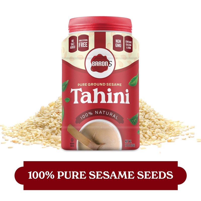 Baron's Kosher 100% Pure Ground Sesame Tahini 16-ounce Jars (1
