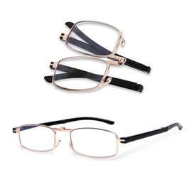 MINJINGYL Reading Glasses Men Women, Pocket Wallet Purse Compact Hard Cases Folding Readers, Blue light Glasses Spring Hinge (Black, 3, x)