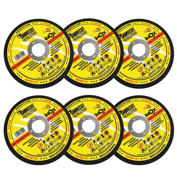 SabreCut SCACD115A Stainless Steel Circular Saw Discs 115mm x 22.23mm Bore (Pack of 6)