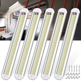 ropelux 12v Led Light Bar Strip, 120leds 1500LM 8W DC 12 Volt Led Strip Lights Fixtures with Switch, Enclosed Trailer Lights for RV Interior, Van, Tru