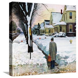 ART.COM Canvas Wall Art Prints Snowy Ambush, January 24, 1959 by John Falter, Scenic Decor, 16" x 16"