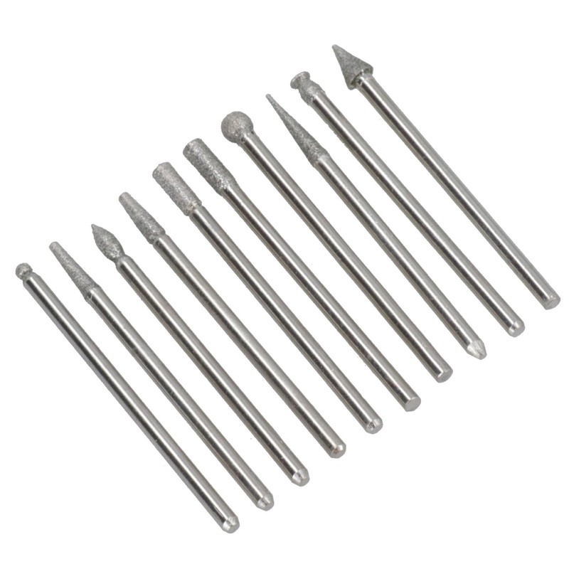 10pc Diamond Burr Engraver Engraving Set Rotary Tool 150 grit