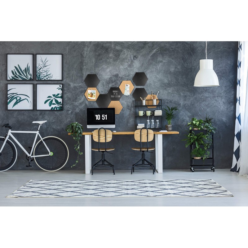 Securit Hexagon Shaped Wall Mounted Cork Board & Chalk Board