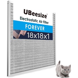 UBeesize 18x18x1 Reusable Electrostatic Air Filter HVAC AC Furnace Filter,MERV 8, Washable, Lasts a Lifetime,Permanent Air Filter,Breathe Fresher,Home And Office(Actual Size:17.44x17.44x0.82 Inch)