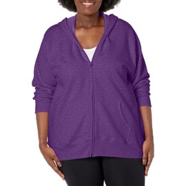 JUST MY SIZE womens Comfortsoft Ecosmart Fleece Full-zip Women's athletic hoodies, Violet Splendor Heather, 2X US