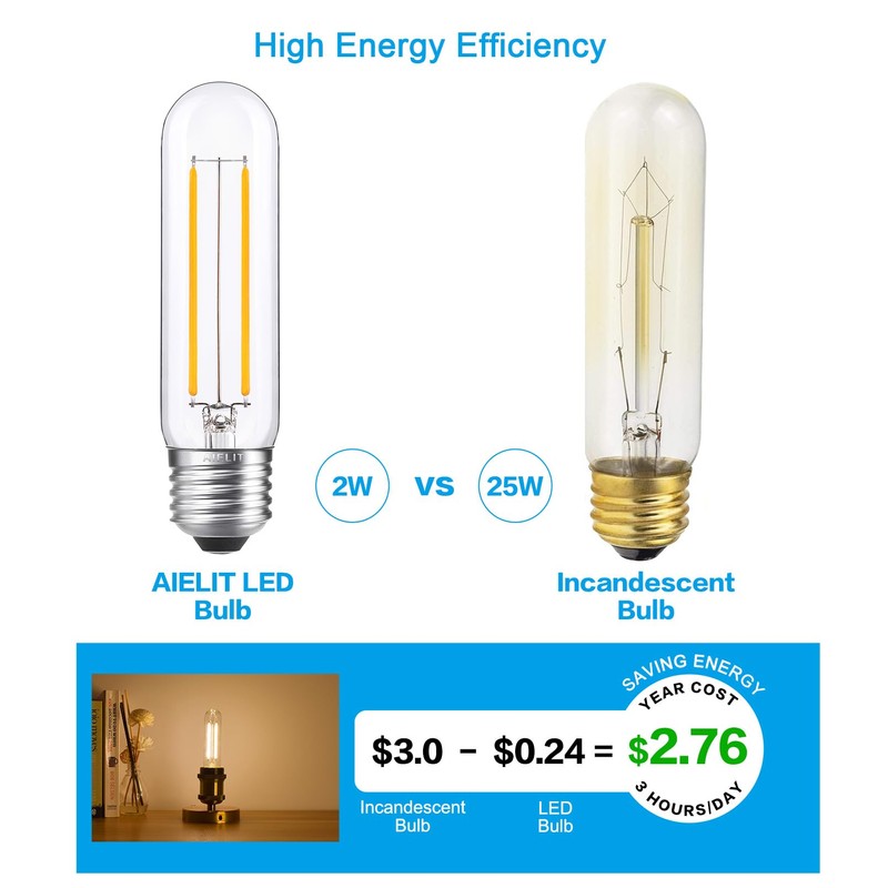 Vintage T10/T30 LED Bulb 25 Watt Equivalent, Warm White 2700K,