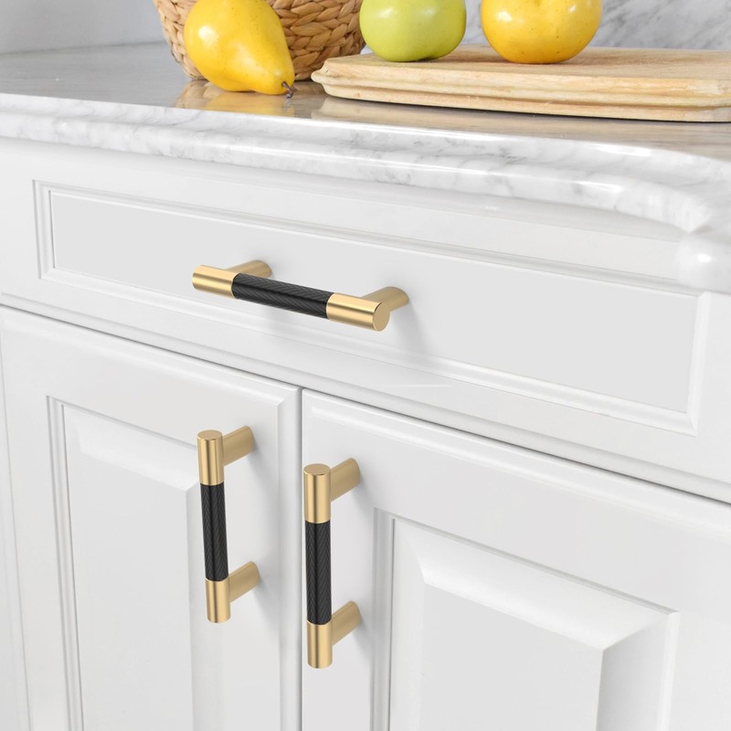 Amerdeco 10 Pack Gold Knurled Cabinet Pulls 3 Inch Hole