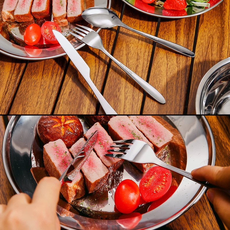 Odoland Camping Cutlery Set - Stainless Steel Tableware Mess Kit