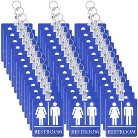 50 Pieces Unisex Restroom Pass Keychains Bathroom Pass Key Tag Bathroom Tag with Key Holder Keychain for Women Men Classroom Students