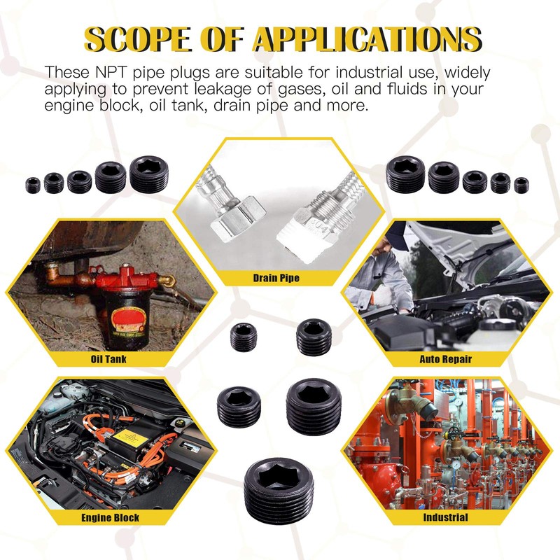 Mardatt 10Pcs 3/8" NPT Plug Pipe Plug Fitting Carbon Steel