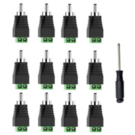 BERLAT RCA Speaker Wire Connector, Speaker Wire to RCA Adapter, Phono RCA Male Plug Solderless Converter Audio/Video Speaker Wire Connectors Solderless Adapter - 12 Pack(Package Includes Screwdriver)