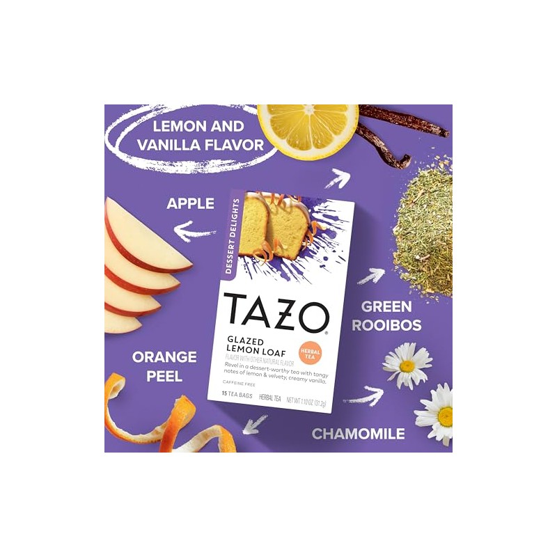 TAZO Glazed Lemon Loaf Herbal Tea Bags - Caffeine-Free Delight