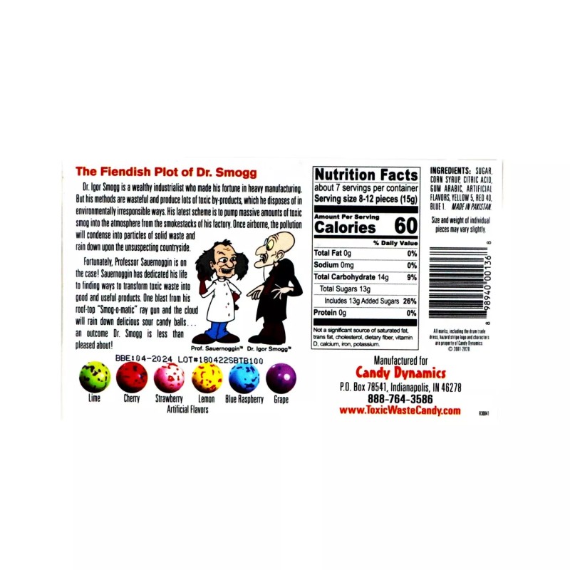 Toxic Waste Sour Smog Balls Candy - 3.5 oz