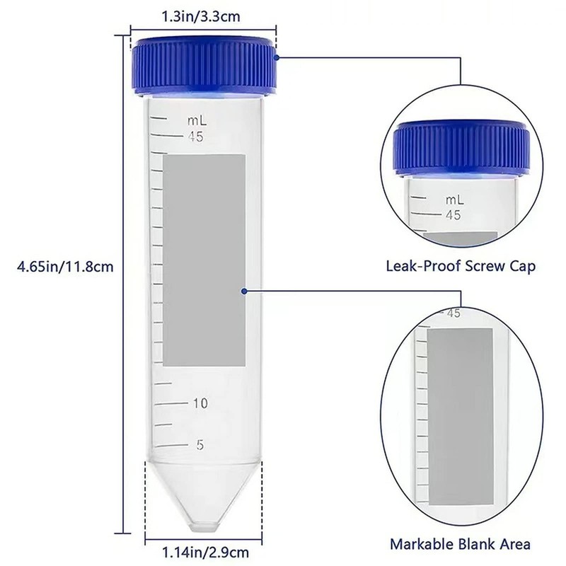 Conical Centrifuge Tubes 50mL - 50 Pack,Container with Graduated and