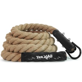 Yes4All Gym Climbing Rope for Fitness & Strength Training, Crossfit Exercises & Home Workouts (1.5in - 15ft), Natural