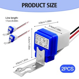 Set of 2 AC/DC 12V 10A Automatic Photocell Switches, Twilight Sensor for Indoor and Outdoor Lighting, Waterproof, Energy Saving, Ideal for Garden, Street Lights and Parks