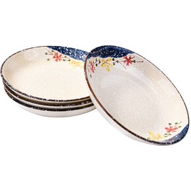 Swlthwen 4 Pcs Japanese Ceramic Dinner Plates, Household Tableware Plates (QC, 7 Inch)
