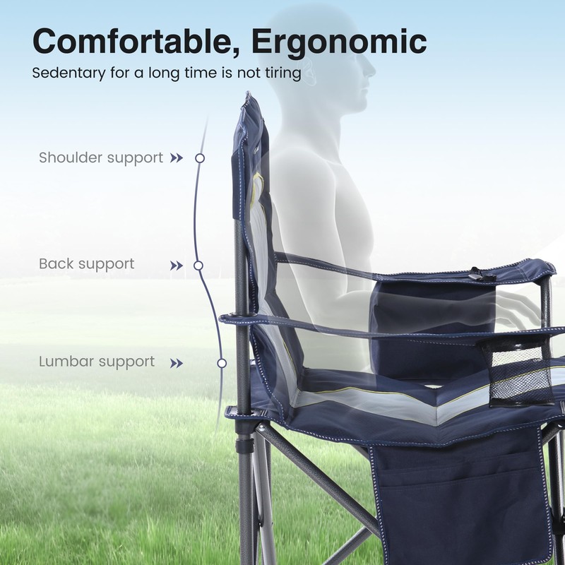 HIGH POINT SPORTS Oversized Camping Folding Chair, Heavy Duty Portable