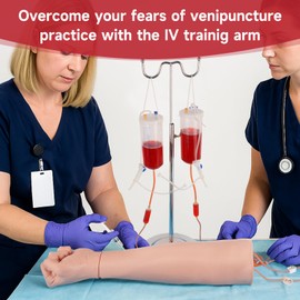 SimCoach Phlebotomy Practice Kit, Venipuncture & IV Practice Arm with Veins, Blood Draw Practice Kit for Injection and IV Training, IV Insertion Practice Kit for Medical Education