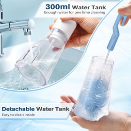 TOVENDOR Water Dental Flosser, Rechargeable Dental Oral Irrigator - 3 Modes, 5 Tips for Teeth Cleaning, Family Oral Health, Portable 300ML Large Water Tank Water Flosser, IPX7 Waterproof (White)