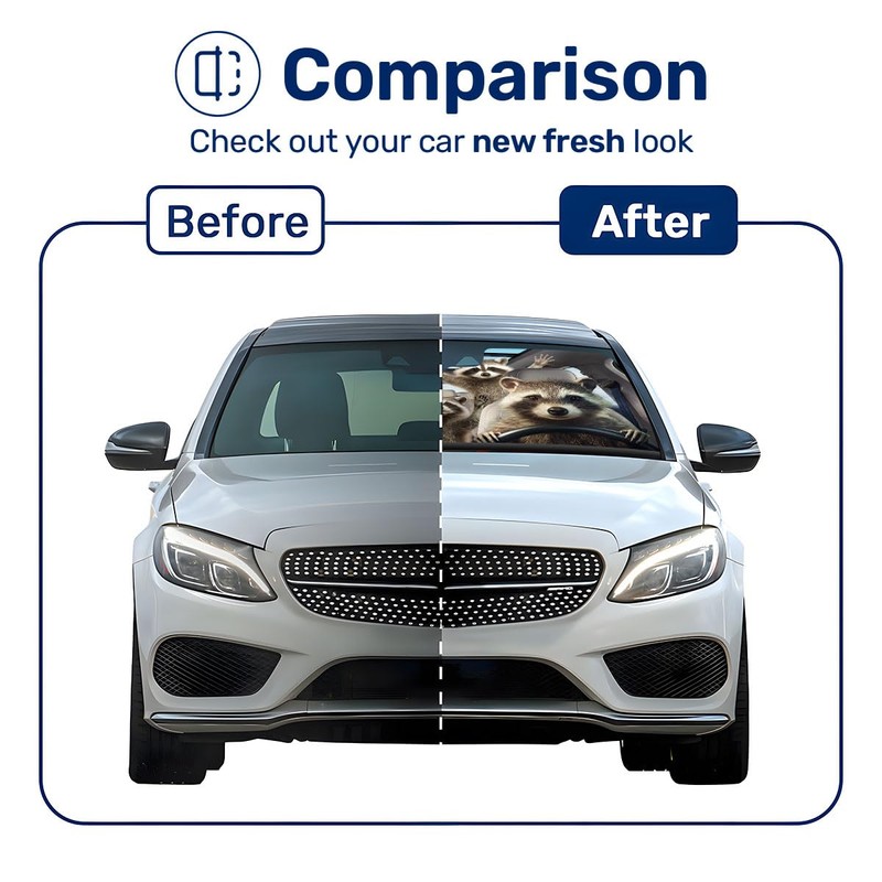 GENANY Raccoon Family Windshield Sun Shade for Car SUV Truck