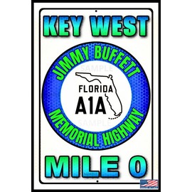 WORLD'S GREATEST SIGNS! KEY WEST MILE 0! 8"x12" Metal Made In The USA! Tiki Bar Sign Happy Hour Lounge Pub Pool Hot Tub Beach Decor