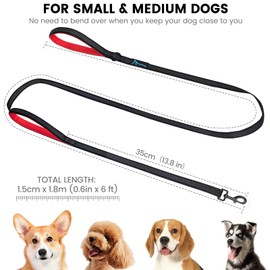 PuppyDoggy Dog Leash for Small to Medium Dogs 6 ft with 3 Reflective Stitching and 2 Traffic Padded Handles Dog Lead/Rope, Pet Leash for Running Walking Training (Black 1 Pack - 6 ft x 0.6 in)