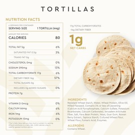 Hero Flour Tortilla - Delicious Tortilla Wraps | Soft Net Low Carb Tortillas | High Fiber, 1g Net Carbs & 80 Calories Per Serving (24 Tortillas, 4 Packs of 6)