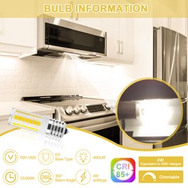 VITUNOV E17 LED Bulb Dimmable, Microwave Light Bulbs Under Hood, 40W Incandescent Replacement, 4000K Natural White, 120V 4W 400LM Appliance Bulbs for Stove Top, Refrigerator, Range Hood, 2 Pack