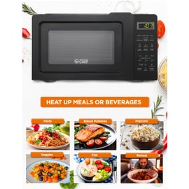 COMMERCIAL CHEF 0.7 Cubic Foot Microwave with 10 Power Levels, Small Microwave with Pull Handle, 700W Countertop Microwave up to 99 Minute Timer and Digital Display, Black