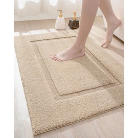 DEXI Bathroom Rug Mat, Ultra Absorbent Soft Bath Rug, Washable Non-Slip Bath Mat for Bathroom Floor, Tub, Shower Room, 32"x20", Beige
