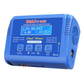 LiPo Charger Fast Balance Battery Charger Discharger 80W 6A Smart Digital Battery Pack Chargers for 1S-6S LiPo Life Li-ion 1-15S NiCD NiMH PB Smart Battery Batteries for RC Car Drone
