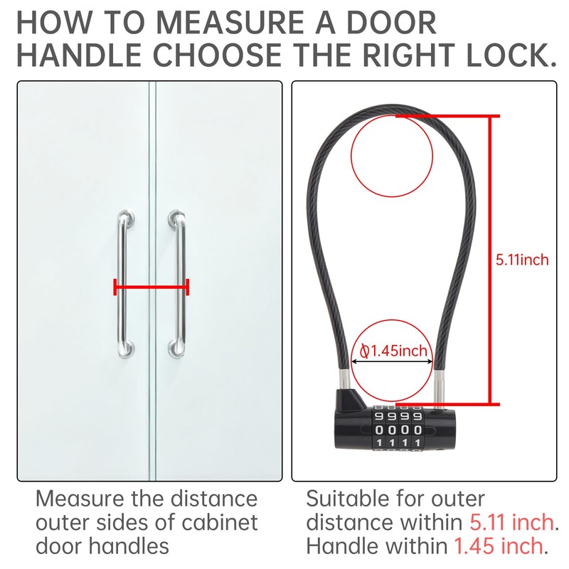 HOJLKLD Combination Lock Cable Lock with 4 Digits,Combination Padlock with