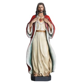 BC Catholic Sacred Heart of Jesus Statue, 10" H Jesus Christ Figure, Religious Gifts, Inspirational Indoor Home Decor, Hand Painted by Buildclassic