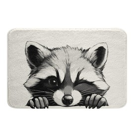 Erosebridal Raccoon Bath Mat Cartoon Wildlife Area Rug 16"x24",Minimalist Hand Drawn Bathroom Accessories Abstract Art Outdoor Doormats,Wild Animals Kawaii Bathroom Decor