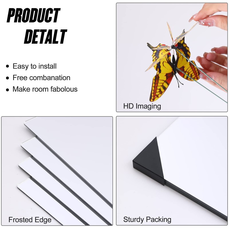 JEOYOO Full Length Wall Mirror Tiles, 14'' x 12'' x0.12,