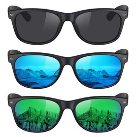MEETSUN Classic Polarized Sunglasses for Women Men Trendy Retro Vintage Sun Glasses for Driving UV Protection 3 Pack Black Blue Green