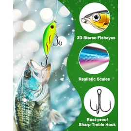 Fishing Advent Calendar 2024, Fishing Lures Kit Including Crankbaits, Spinnerbaits, Plastic Worms, Jigs - for Bass, Trout, Salmon Fishing Gear Advent Calendar for Kids, Starter, Fishing Gifts for Men
