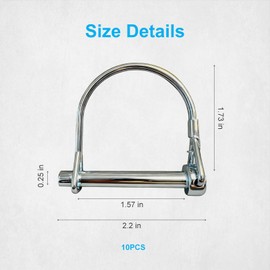 10 Pack, NRJSSCC Trailer Coupler Pin and Safety Locking Pin, 2-1/8"x1/4" (L x W) Heavy Duty Shaft Locking and Wire Lock Pins, Hardware Pins for Farm Trailers, Towing, Lawn Garden, Carbon Steel