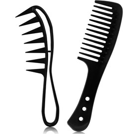 sularpek Sularpek Pack of 2 Hair Combs, Wide Tooth Comb, Shark Tooth Comb, Coarse Comb, Curls Comb for Curly Wet Wavy Thick Hair Wigs Hairdresser Salon Women and Men (Black)