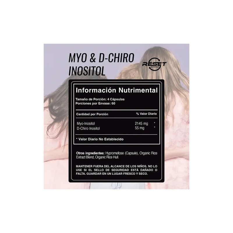 Reset Nutrition Myo Inositol Y D-chiro Salud Hormonal 240cáp Sabor