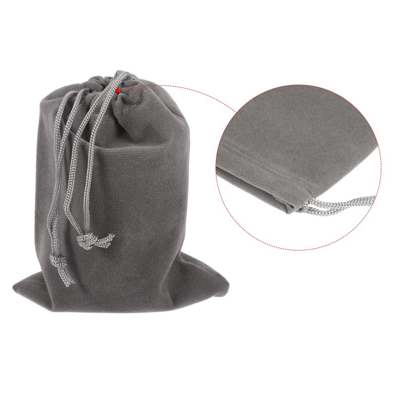 PATIKIL 5pcs Microfiber Pouch 14x10cm Grey Soft Storage Drawstring Gift