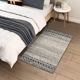 Nailttos - Alfombra marroquí, de 2 x 3 pulgadas, color negro envejecido, antideslizante, pequeña, suave de pelo bajo, lavable, para puerta, interior, entrada, recámara, cocina, baño