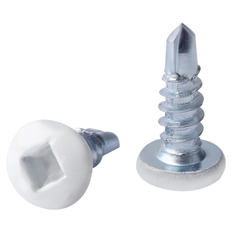 White Square Drive Trailer Exterior Self Tapping Screws # 8x1/2