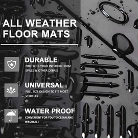 August Auto All Weather Aluminum Universal Fit Car Floor Mats Fit for Sedan, SUVS, Truck and Vans Set of 4pc (Black)